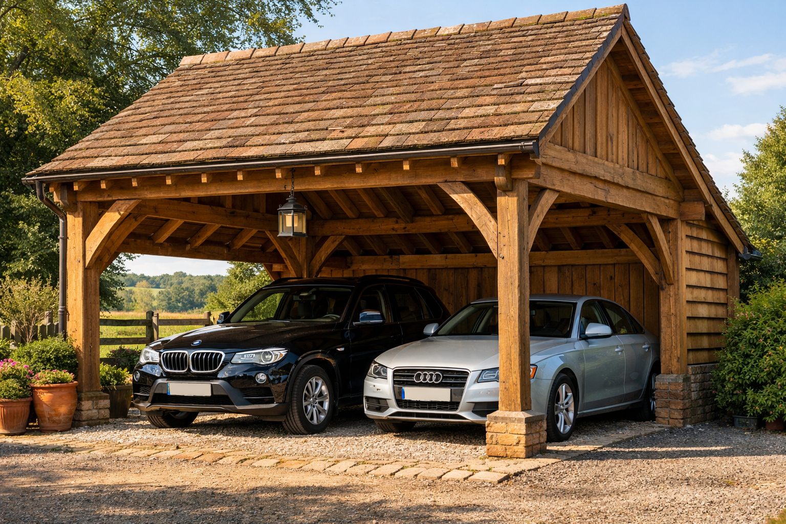 Carport Bois en Charpente Traditionnelle en Kit : L'Authenticité Evoligna