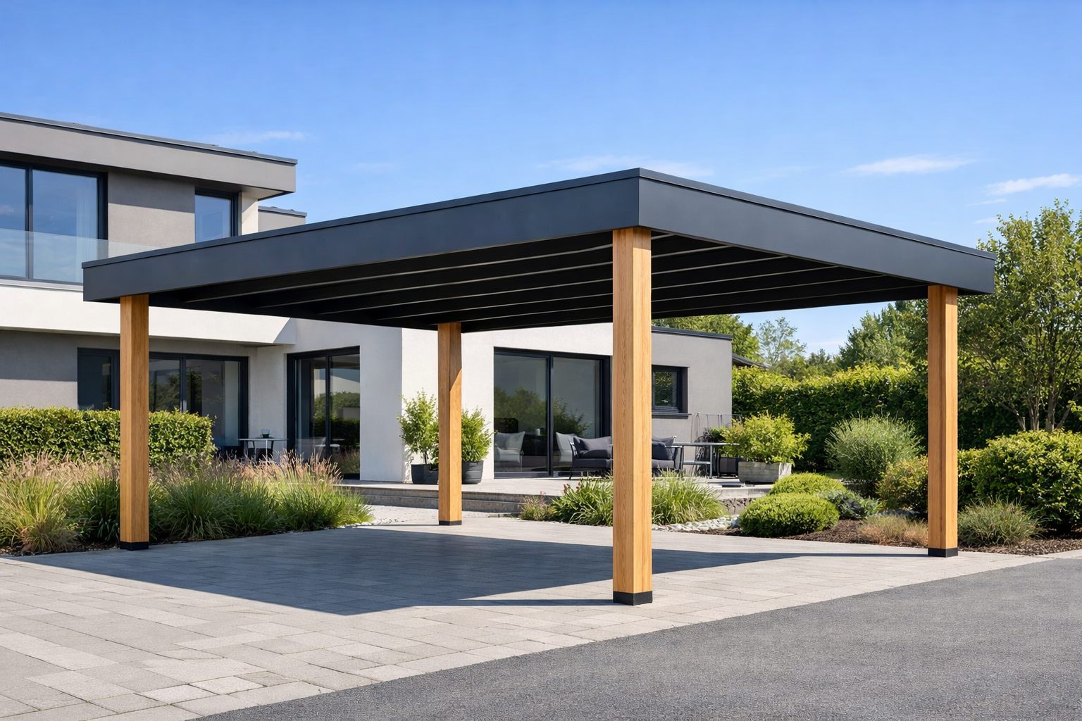 Carport Bois Contemporain en Kit : Design et Modernité pour Votre Véhicule